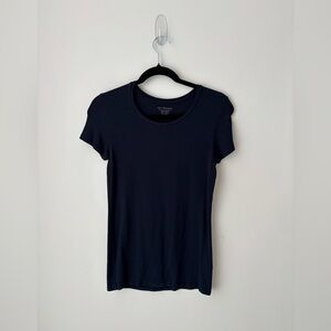 Majestic Filatures Soft Touch Navy Stretch Tee | French Luxury Basic Top